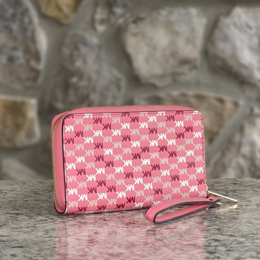 Michael Kors Jet Set Pink Logo Wristlet - Picture 2 of 5